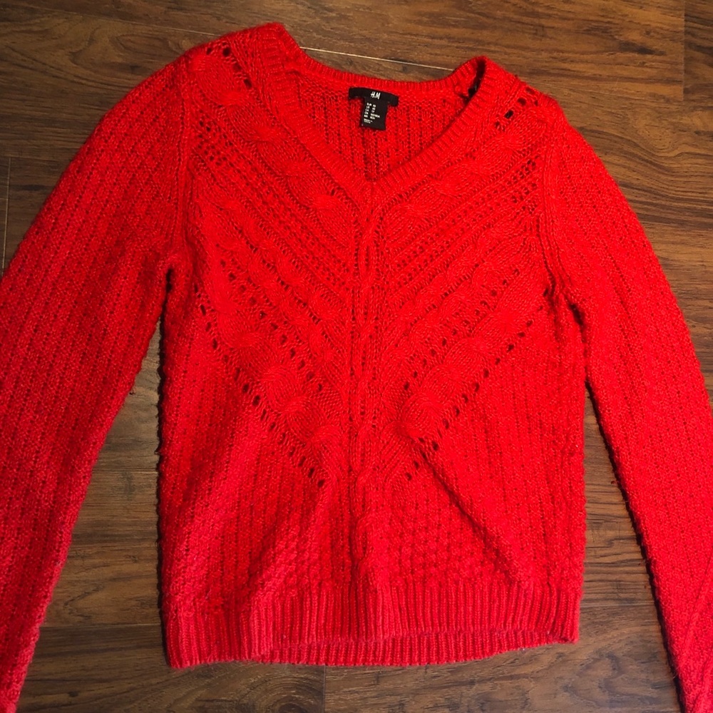 H&M bright red knit sweater